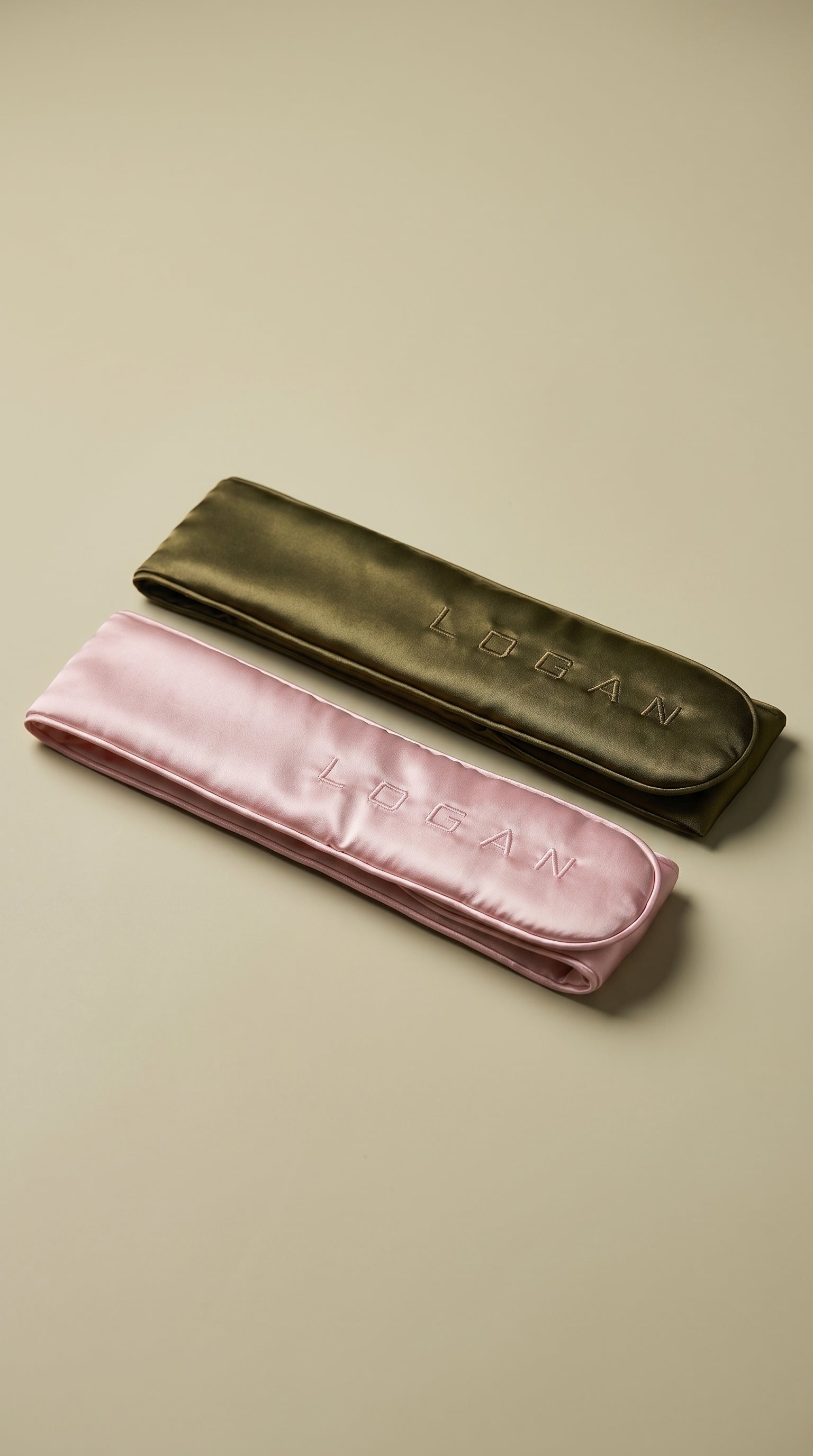 LOGAN silk hairbands, olive and pink