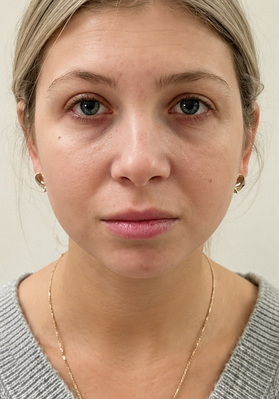 Front view, under-eye puffiness, before